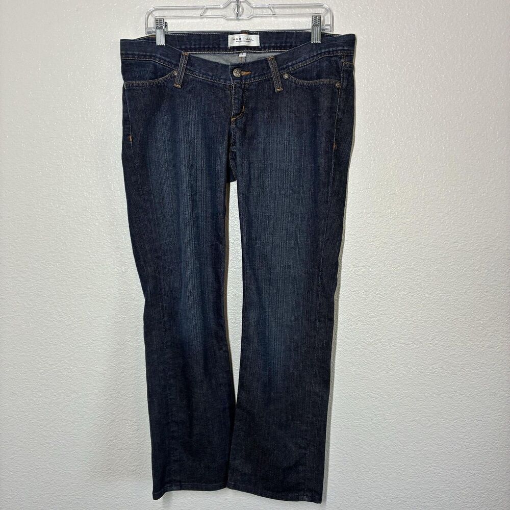 Habitual Maternity Jeans Size 1 Blue Dark Wash Low Rise Straight Stretch Denim